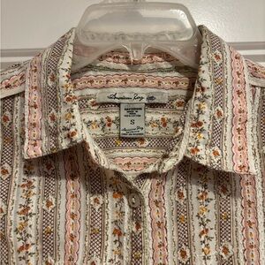 Vintage American Rag Women’s Floral Striped Shirt - Multicolor